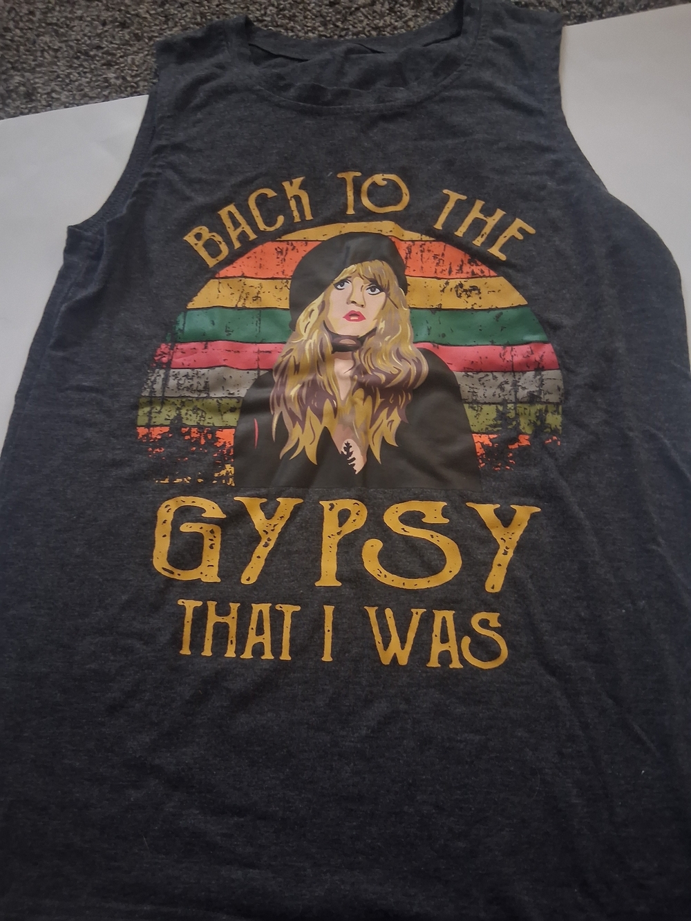Back To The Gypsy Graphic Tank Top - Charcoal